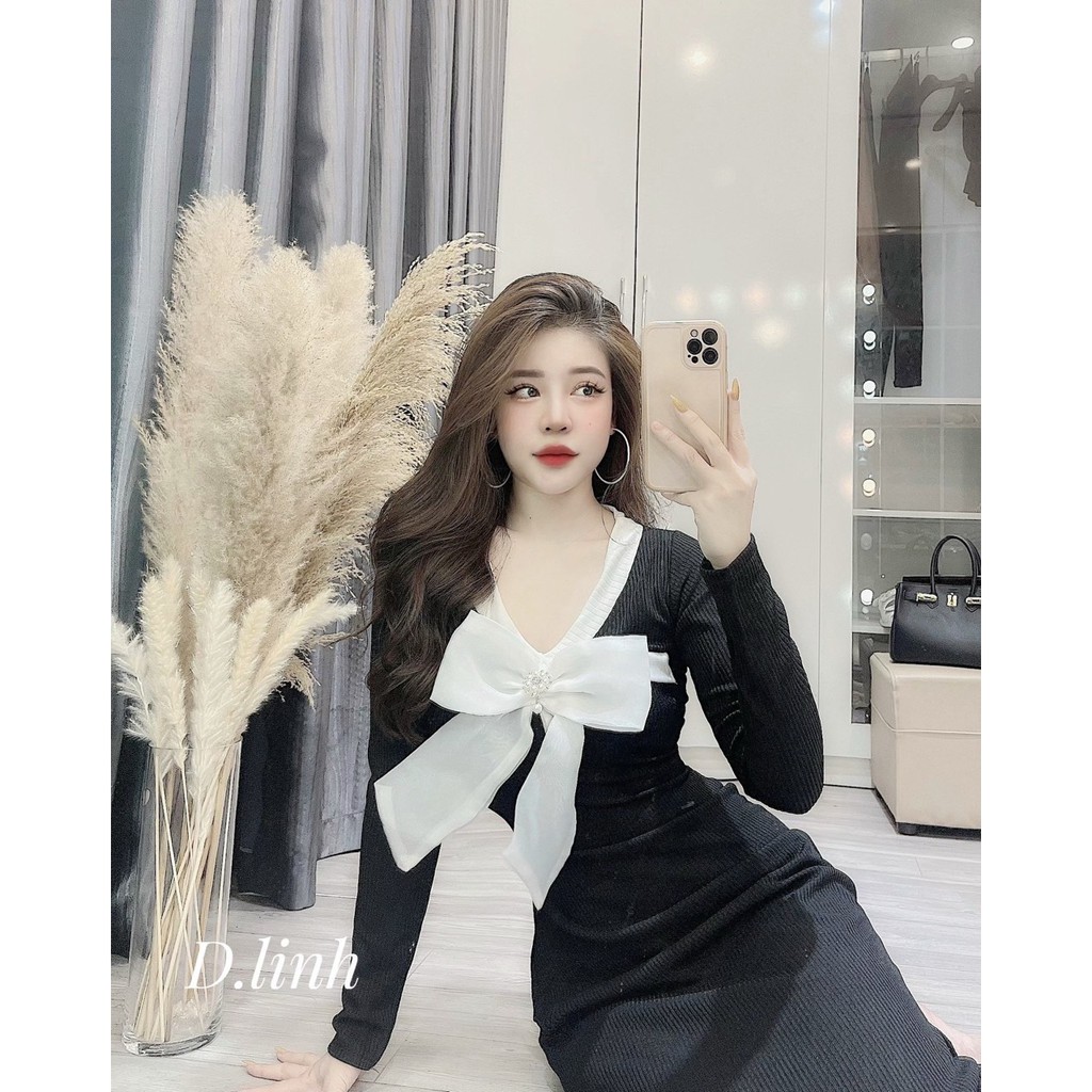 VÁY LEN GÂN BODY XÒE NHẸ CỔ NƠ NGỌC FORM ÔM DÁNG SIÊU CHUẨN XINH XẮN | BigBuy360 - bigbuy360.vn