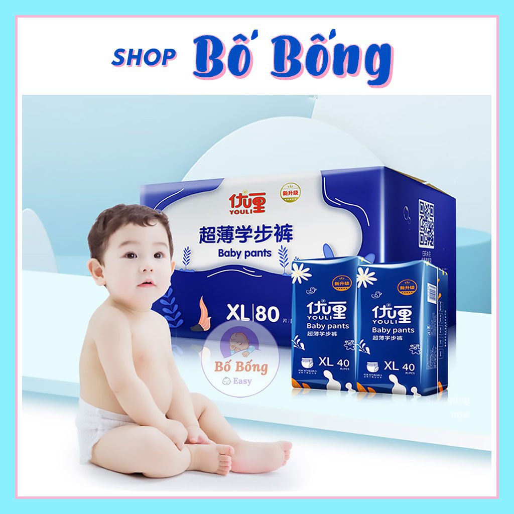 Tã Bỉm Quần/Dán YOULI BABY PANTS 1bịch S56, M48, L42, XL40, XXL36, XXXL34 BỐ BỐNG