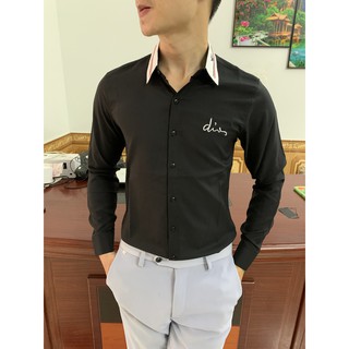 ÁO SƠ MI NAM CHẤT LỤA DÀI TAY PHONG CÁCH HỌA TIẾT LOGO THÊU ARU SHOP