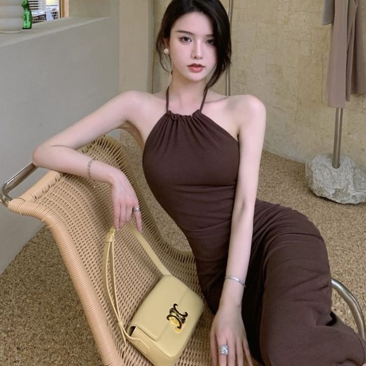 Đầm cổ yếm body hở lưng sexy(Có mod ngực)phong cách Hongkong 😎