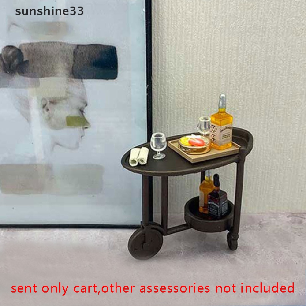 Đồ trang trí Xe Đẩy Và Chai Rượu Mini Trang Trí Nhà Búp Bê DIY