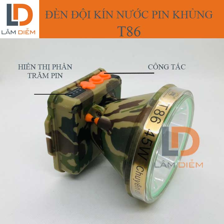 Đèn pin đội đầu siêu sáng lính pin trâu hiển thị phần trăm pin kín nước t86 - t82