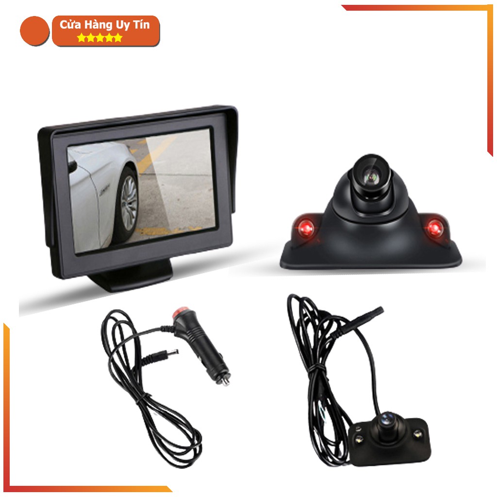 Bộ camera căn lề không khoan gương Yoelbear + Màn hình LCD Full HD 4.3 inch Xóa Điểm Mù