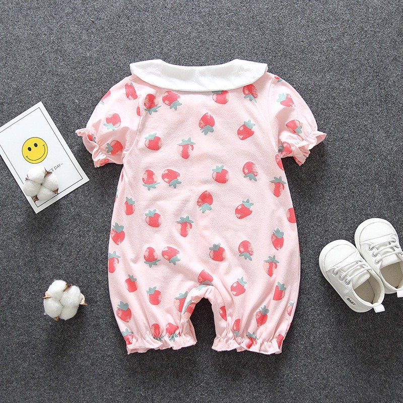 Body đùi body cộc hình dâu tây siêu yêu, cotton mềm mại cho bé