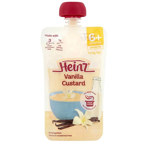 Váng sữa Custard vị vani Heinz 120g (6M+)