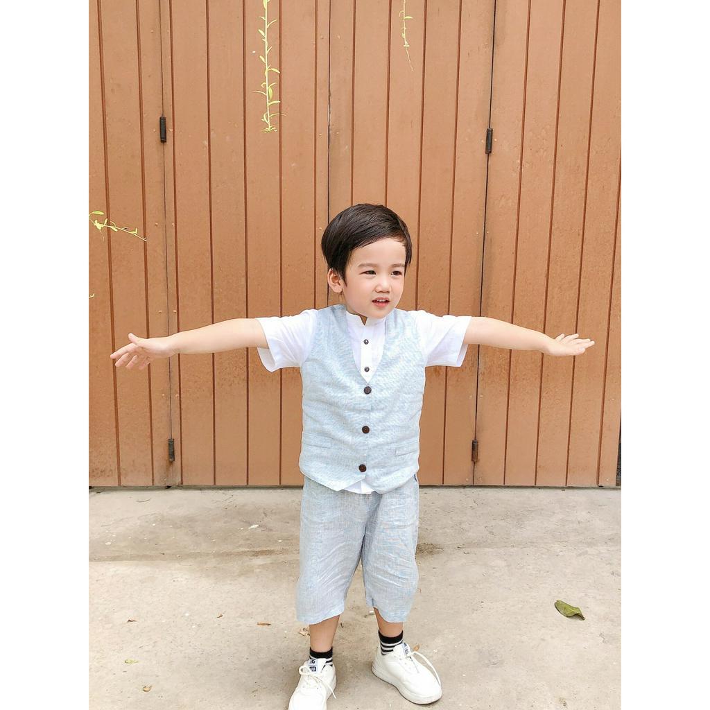 Bộ Gile Chất Liệu Linen Cao Cấp Phong Cách Hàn Quốc Cho Bé Trai - AVETT SET - GIL004 - SAOLA KIDS CLOTHING