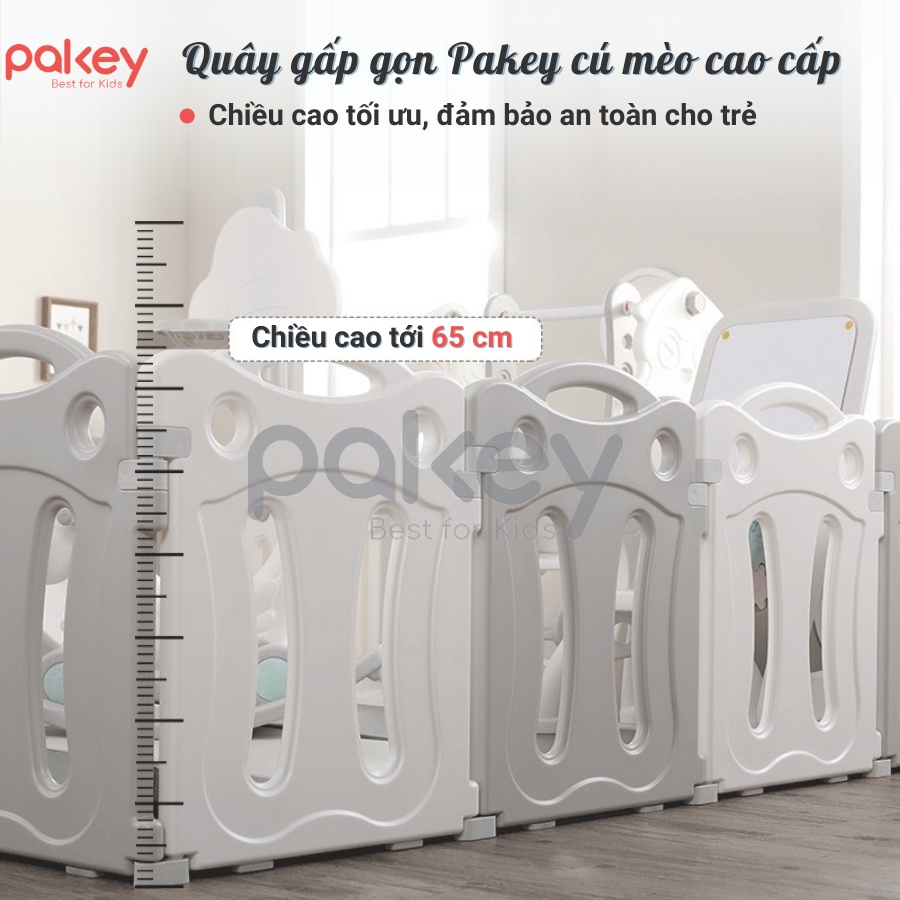 Quây cũi nhựa liên hoàn 8 món Cú mèo CÓ BÓNG RỔ, [Tặng kèm 100 bóng, 1 thảm dày và 1 giỏ đựng bóng]