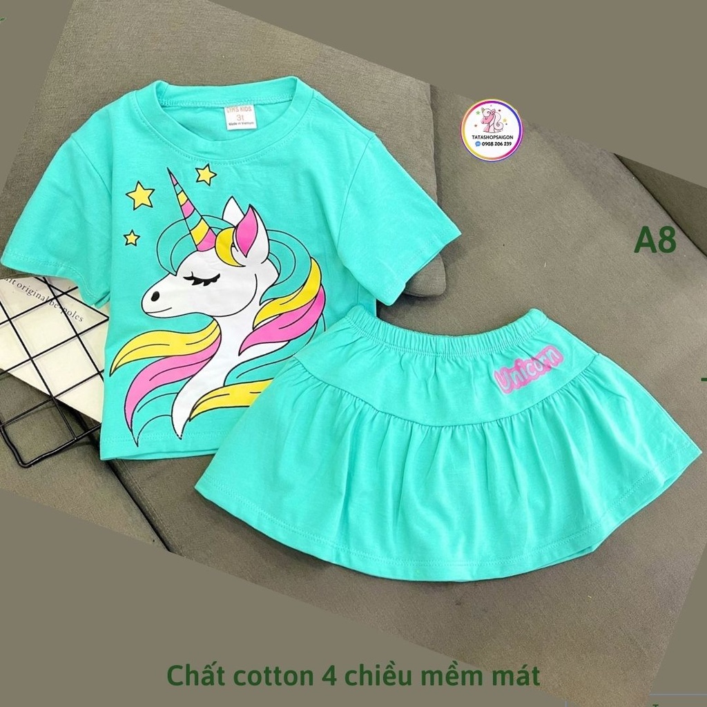 A8 Set bộ váy cho bé gái size đại thun cotton mềm mát 22 đến 40kg