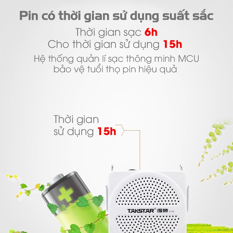 Máy trợ giảng TAKSTAR E128 kết nối Bluetooth, Giáo viên, hướng dẫn viên - BH 1 năm