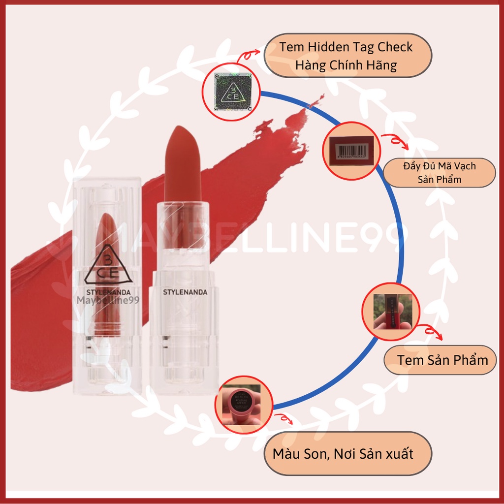 Son Thỏi Lì 3CE Soft Matte Lipstick Vỏ Trong Suốt