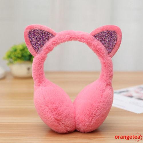 Chụp Tai Giữ Ấm Bằng Bông Hình Tai Mèo Dễ Thương