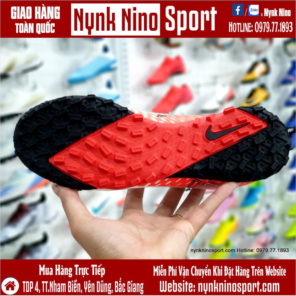 Giày Bóng Đá Mercurial Vapor 13 Pro Neymar Trắng Vạch Đen Gót Đỏ TF