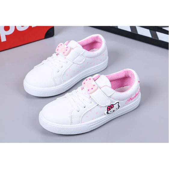 Giày bé gái Hello Kitty xinh xắn kiểu quai dán dễ đi BG10- TRẮNG