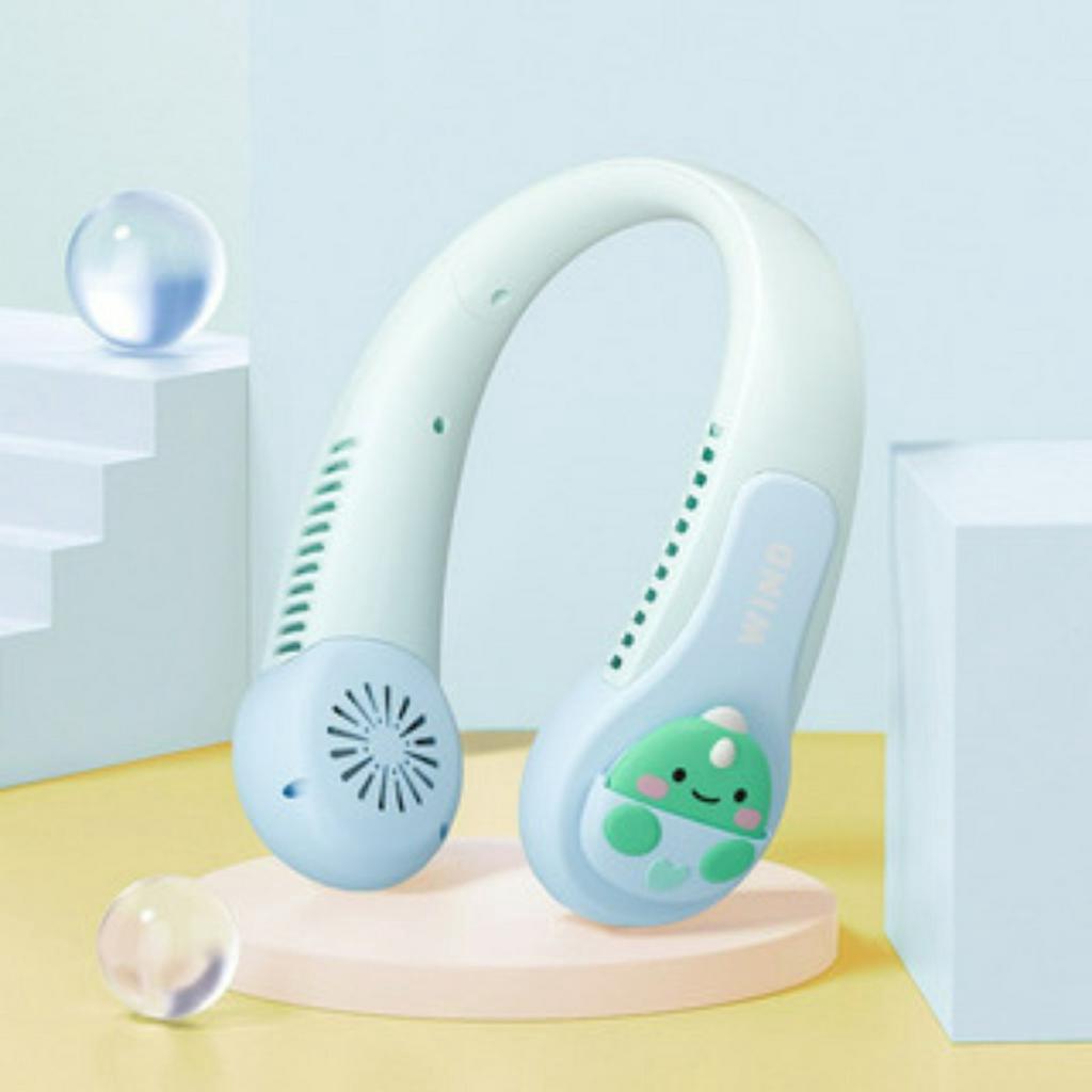 Quạt Đeo Cổ Hình Thú Wind 3D, Quạt Quàng Cổ Không Cánh Mini Cute Sạc Tích Điện USB 3 Cấp Độ Gió Siêu Mát