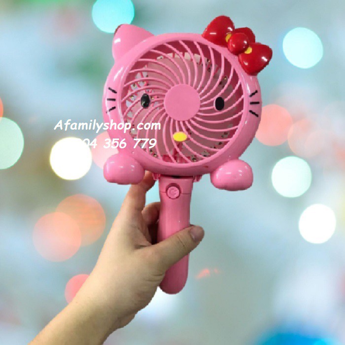 Quạt tích điện cầm tay Hello Kitty, Doraemon