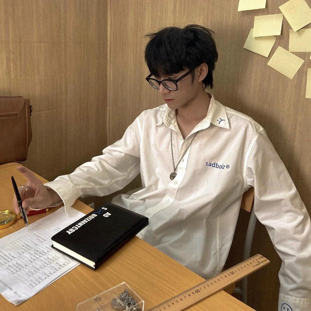 Áo Sơ Mi Tay Dài Trắng Local Brand Sad.boi Unisex Nam Nữ Full Mạc