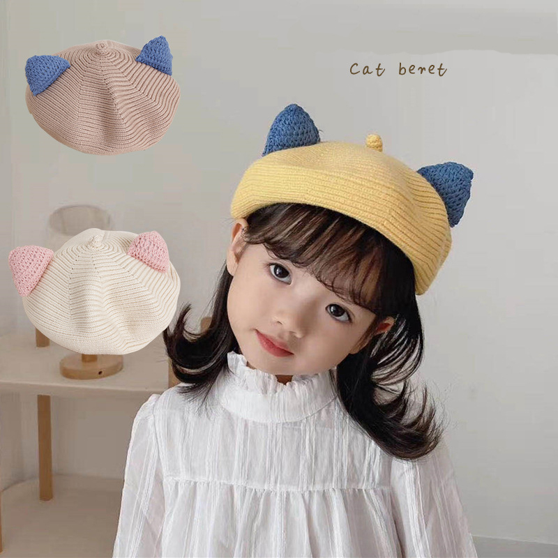Cute Cat Ear Wool Hat For Baby Girl
