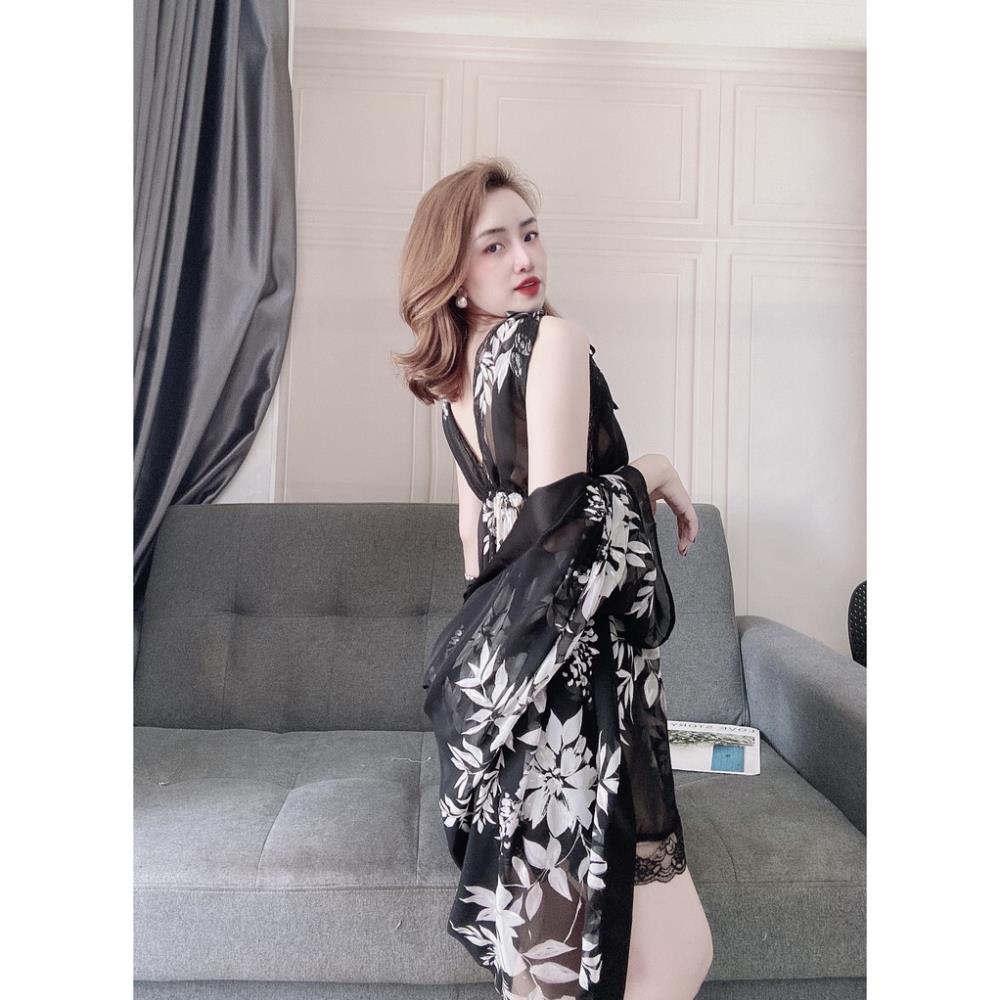 Váy Ngủ Xuyên Thấu Nữ, Set Đồ Ngủ Sexy 3 Món ( Váy Ngủ, Áo Choàng Kèm Quần ) , Đầm Ngủ Mặc Nhà Bigsize Chất Voan Tơ. | BigBuy360 - bigbuy360.vn