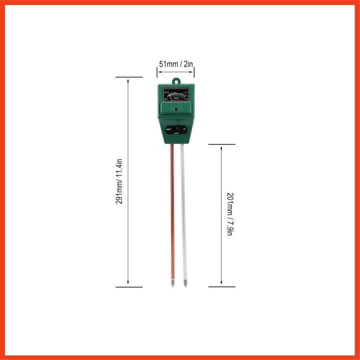 Máy đo, dụng cụ đo độ PH đất 3 trong 1 (PH, Độ ẩm, Ánh sáng) vuông