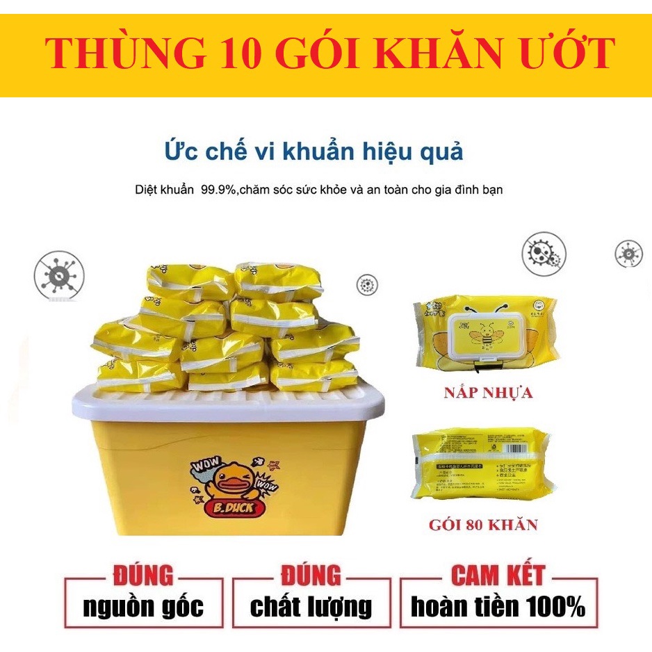 Thùng 10 Gói Khăn Ướt Vịt Vàng Nội Địa Trung