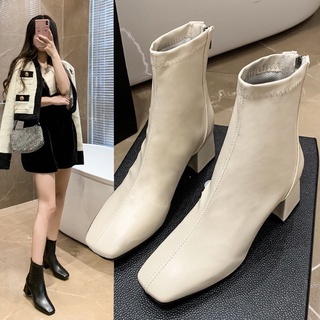 ( Hàng loại-1)  Bốt nữ da mềm basic dễ phối đồ đế cao 5cm khoá sau siêu đẹp MSP 089-1