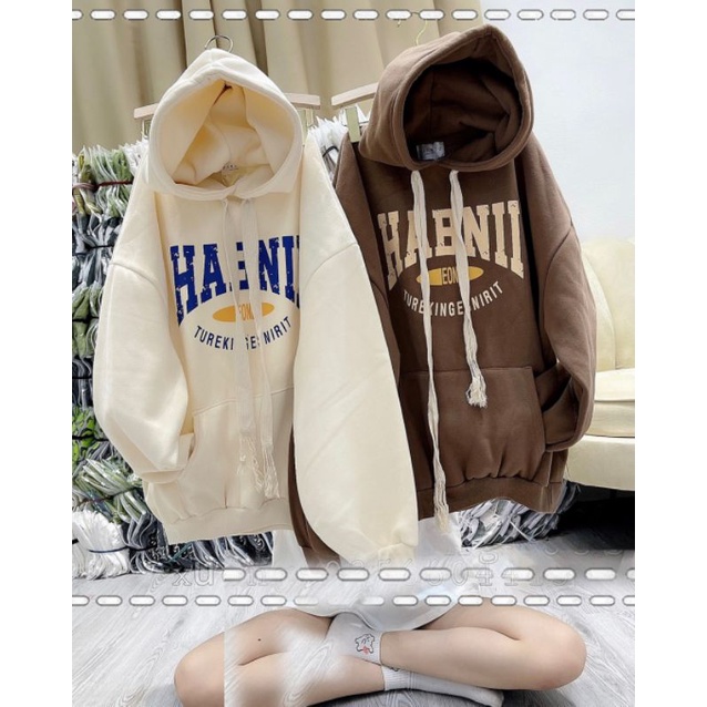 Áo Hoodie nữ form rộng chữ HARTSILL - Khoác nỉ dáng rộng unisex mũ 2 lớp có dây kéo chất nỉ cotton lót bông nam nữ
