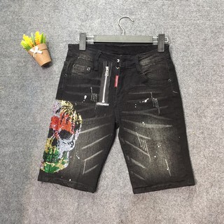 Quần bò ngố đầu nâu, quần DSQ khoá lệch, quần sooc bò, quần shit bò nam