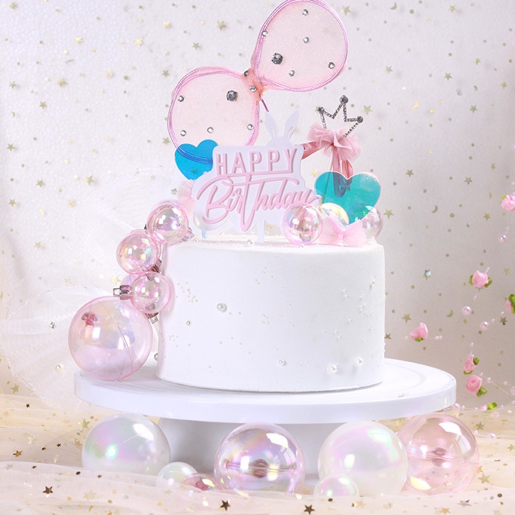 Bộ 4 Quả Cầu Trong Suốt Trang Trí Bánh Kem