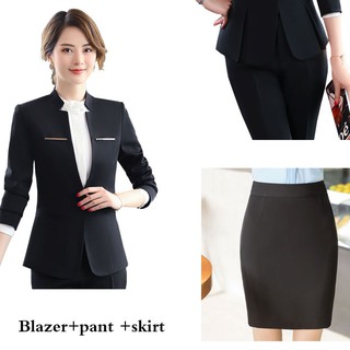 Mới Set Đồ Công Sở 3 Món Áo Khoác blazer + Quần Dài + Áo Khoác blazer Màu Đen Sang Trọng Cho Nữ size S-5XL