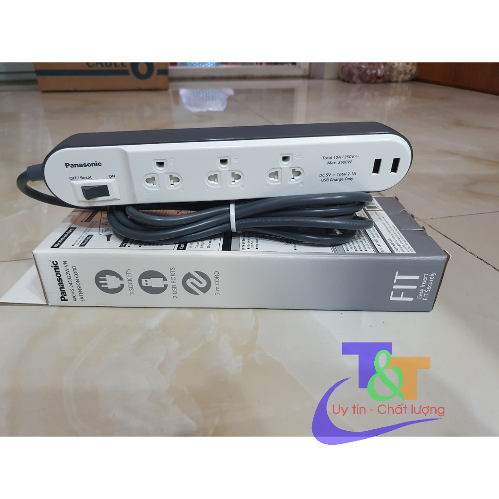 Ổ cắm nối dây có cổng USB WCHG243322W‑VN