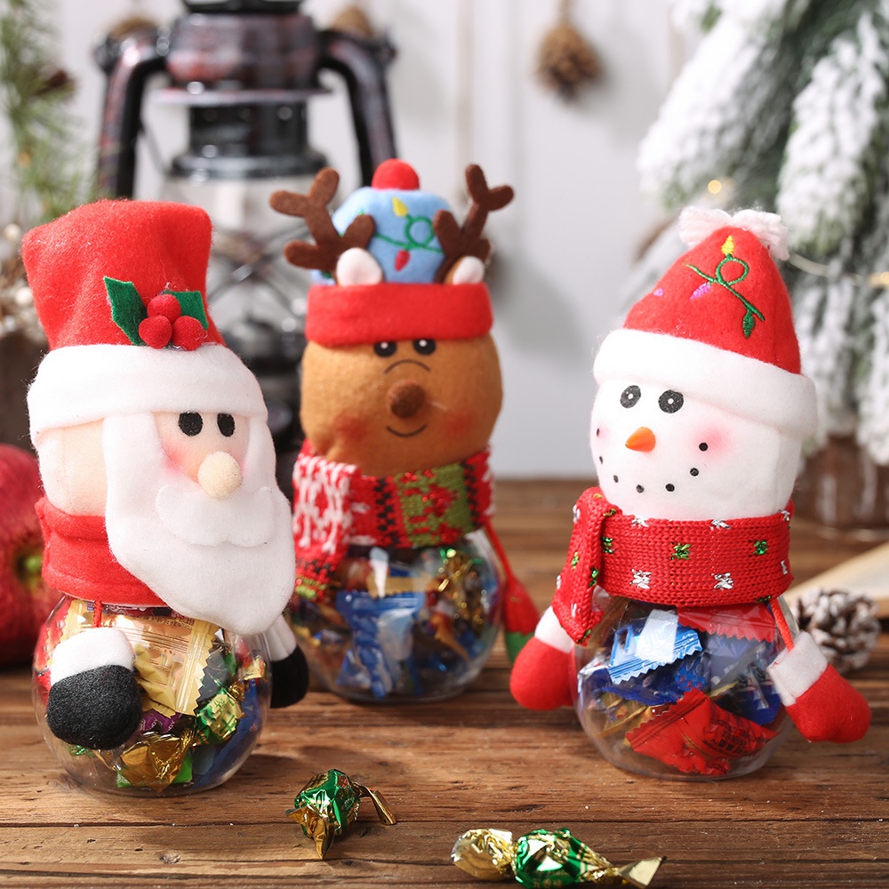 Hộp đựng kẹo hình ông già noel/người tuyết/tuần lộc sáng tạo treo cây thông trang trí lễ giáng sinh tiện dụng