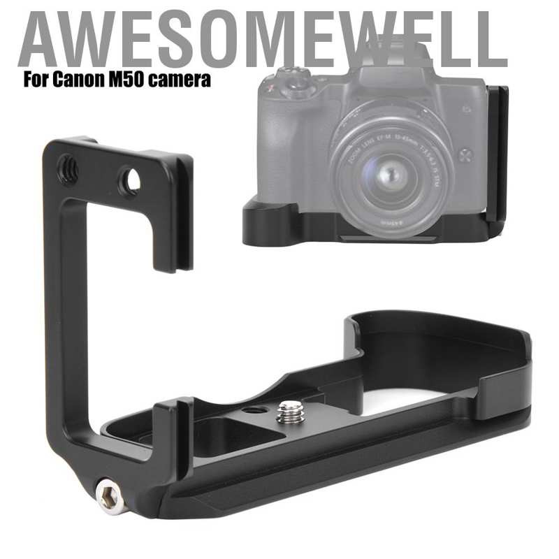 Awesomewell Aluminium L-shape Bracket Quick Release Plate for Canon EOS M50 Mirrorless Cam
