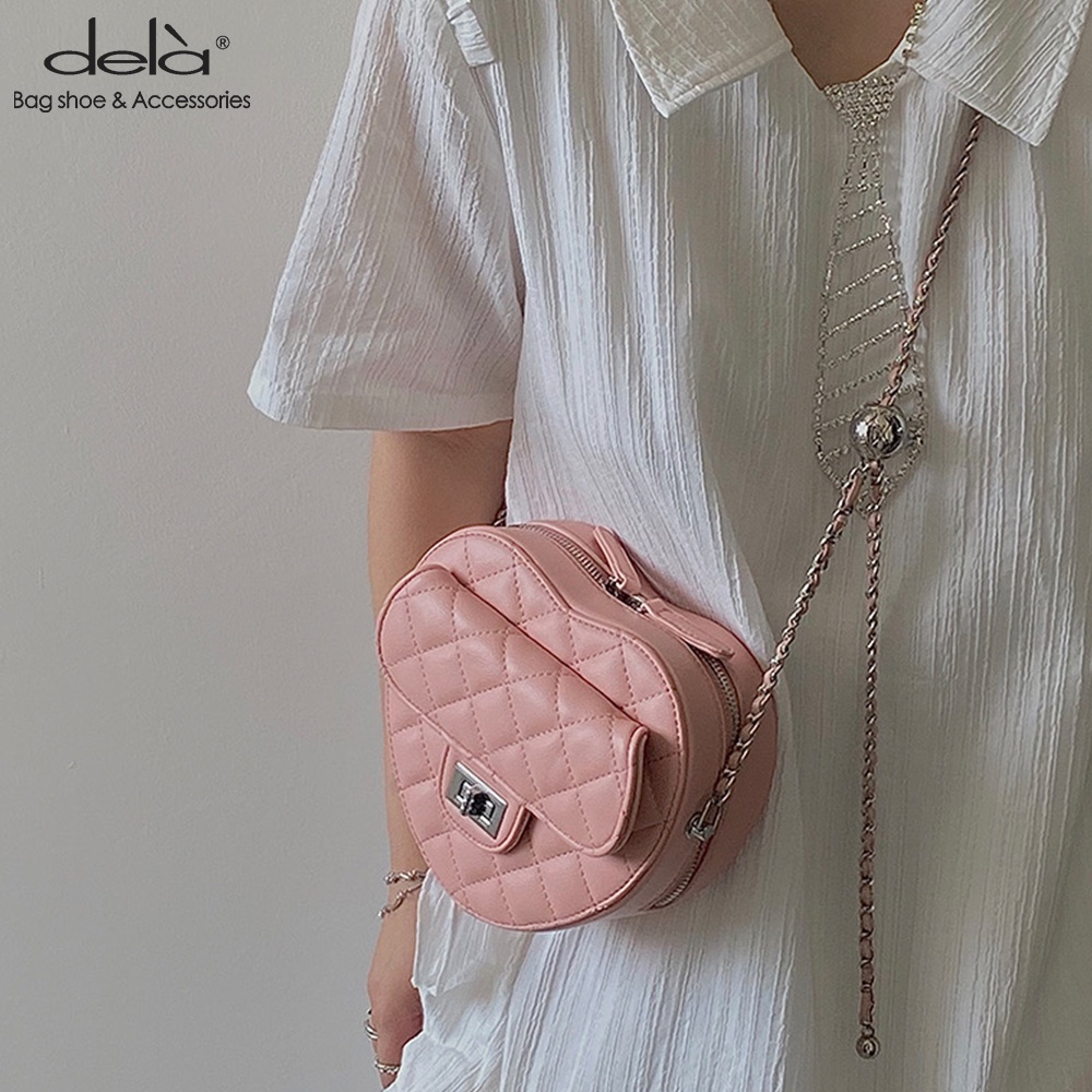 Dela Túi Đeo Vai Hình Thoi Phối Dây Xích Thiết Kế Mới 2022 Làm Quà Tặng Sinh Nhật Cho Nữ