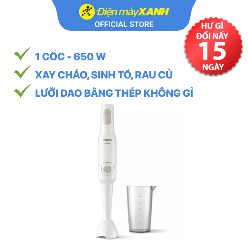 Máy xay sinh tố cầm tay Philips HR2531 0.5 lít 650W xay cháo, sinh tố, rau củ - Chính hãng BH 24 tháng