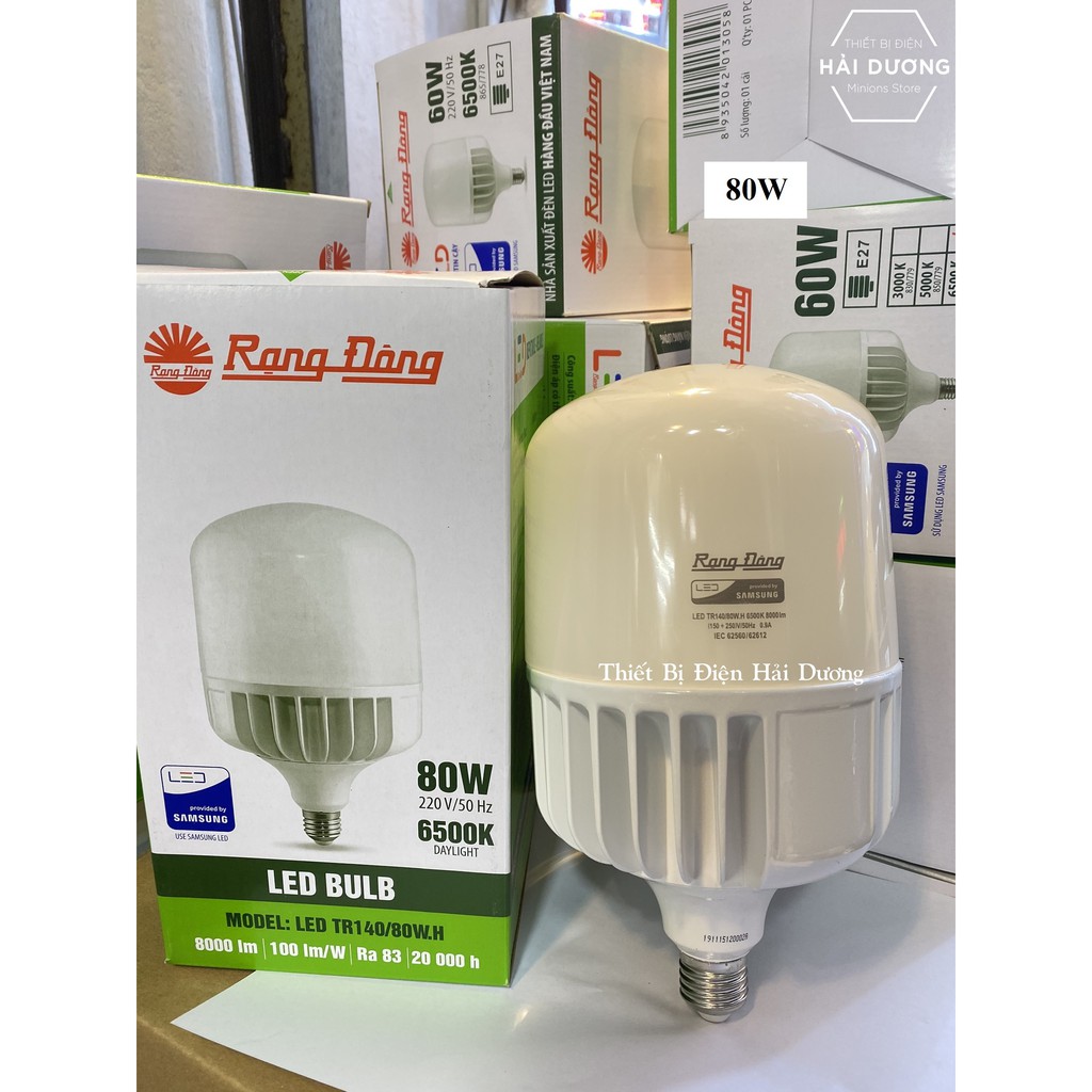 Combo Bộ 3 Bóng đèn LED BULB Trụ 60W - 80W Rạng Đông - Sử dụng Chip LED Samsung Nhôm đúc cao cấp - Bảo hành  2 năm