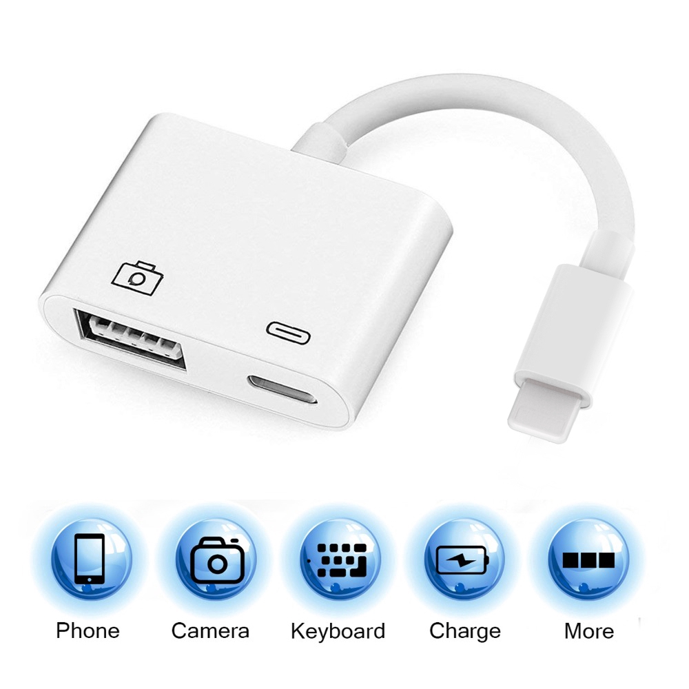 OTG Digital Adapter Lightning to USB 3 Camera Reader Charge Connection Kits Data Sync for Apple iPhone X/XS/8 P/7/7P/6S