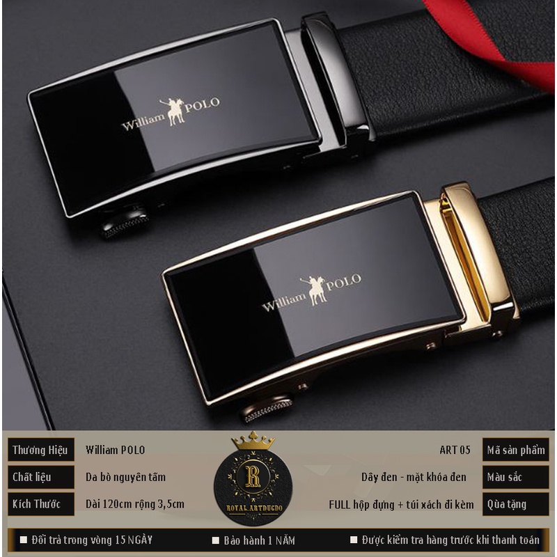 Thắt lưng da nam - dây nịt nam da bò - Full hộp đựng cao cấp williampolo