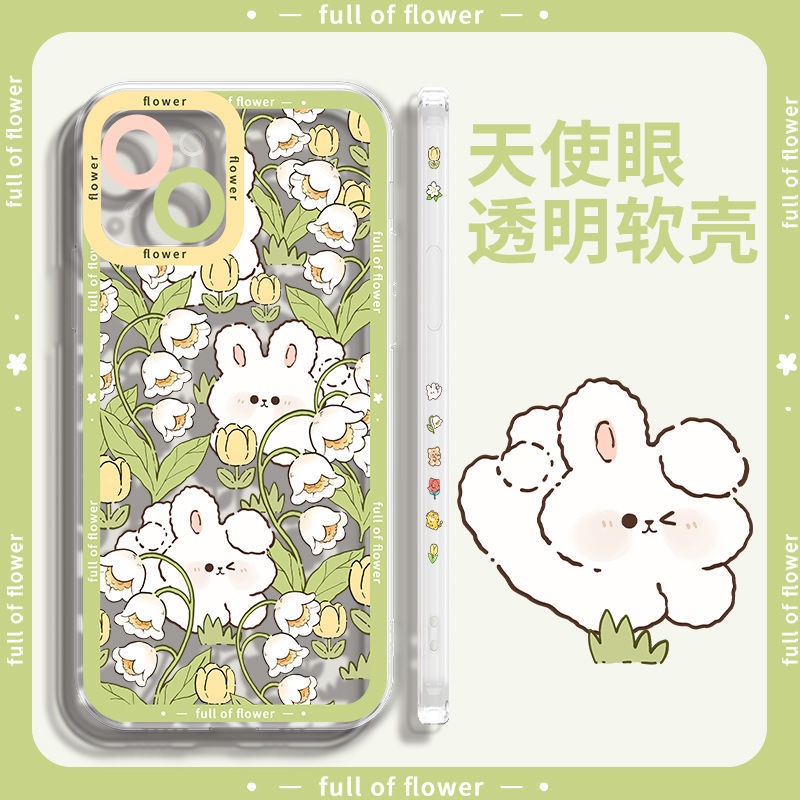 Ốp Điện Thoại TPU Trong Suốt Hình Thỏ Mắt Thiên Thần Cho iPhone 14 Pro Max 13 12 Mini 11 Case XS XR X 8 7 Plus 6S 6 SE