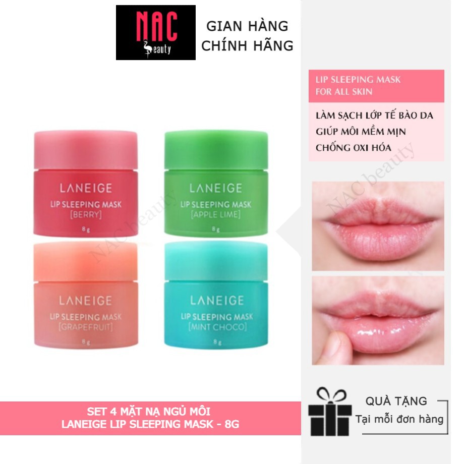 Set 4 mặt nạ ngủ môi Laneige Lip Sleeping Mask 8g