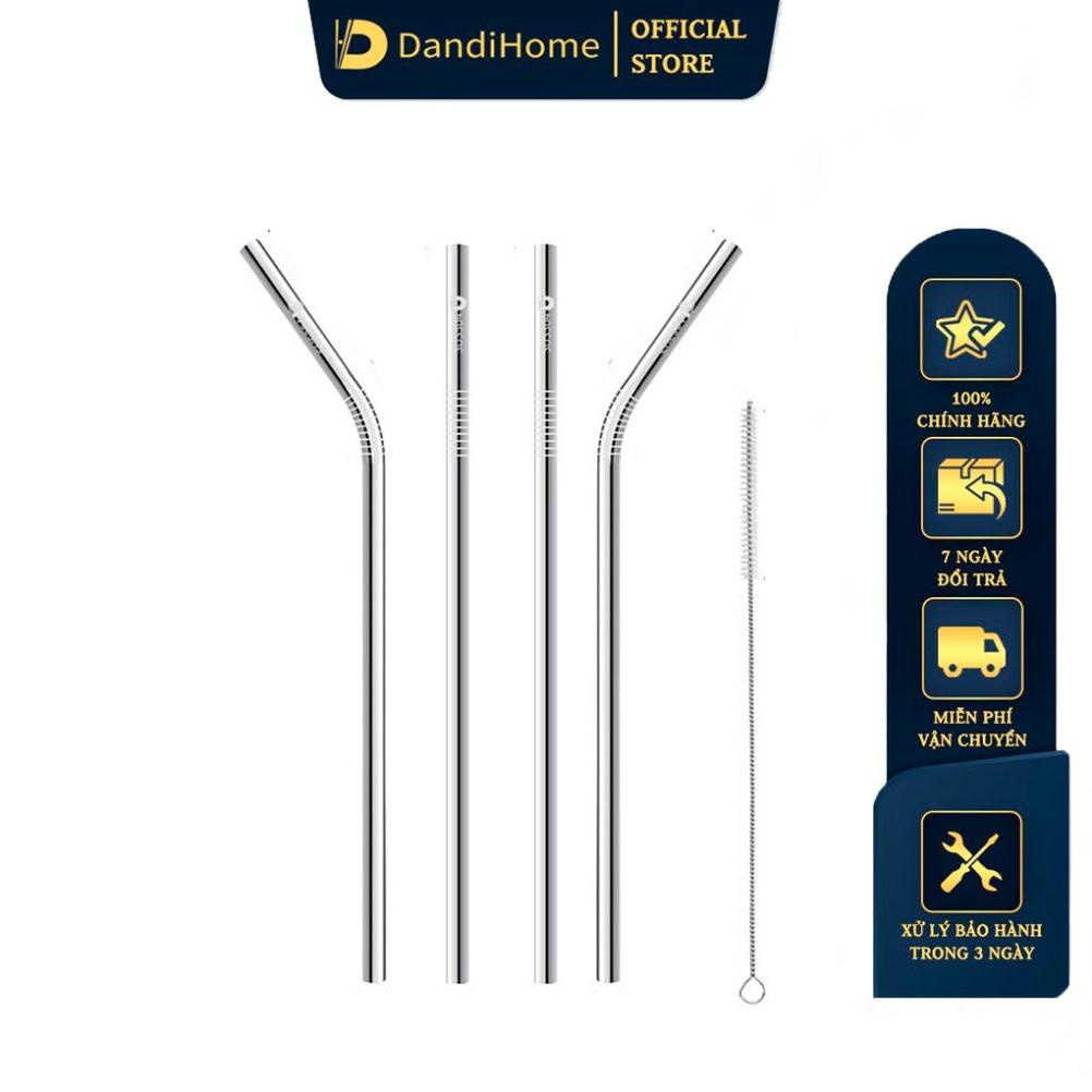 Bộ 4 ống hút Inox 304 kèm cọ rửa DandiHome