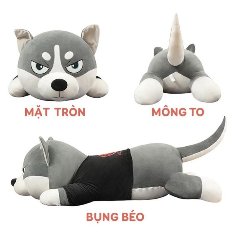 Gấu bông Chó Husky Ngáo Siêu Bự Khổng Lồ - gối ôm cho bé chó -mèo Husky size 1m1 - 1m6