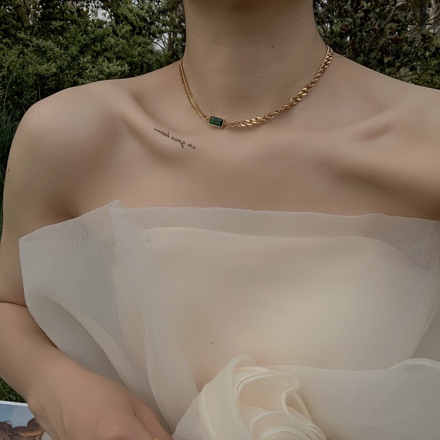 Bộ Vòng cổ + Bông Tai + Vòng Tay Hợp Kim Đính Đá Zircon Màu Xanh Lá Thời Trang Cho Nữ