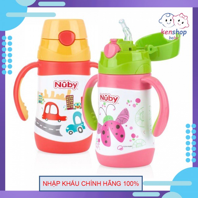 [HÀNG CHÍNH HÃNG]Bình uống nước ống hút bằng Inox giữ nhiệt 2 chiều nóng lạnh, dung tích 280ml