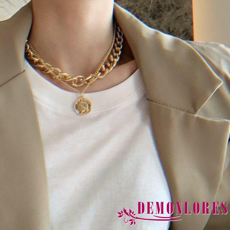 Dây chuyền trang trí mặt hình đồng xu kiểu dáng cổ điển dành cho nữ