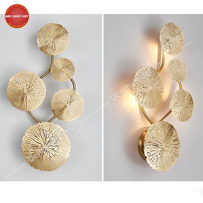 Đèn tường lá sen, đèn vách decor hiện đại