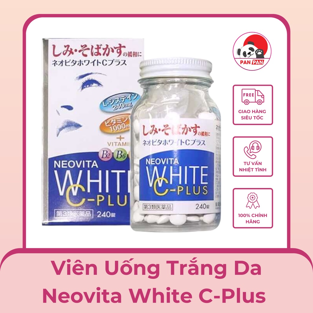 Viên Uống Trắng Da Neovita White C-Plus Cải Thiện Nám Tàn Nhang Bổ Sung Vitamin C Cho Cơ Thể Hộp 240 Viên