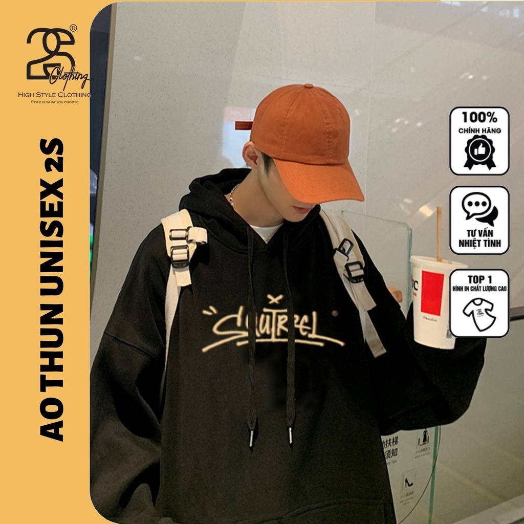 Áo Khoác Chất Nỉ Bông Nam Nữ Form Rộng 2S Clothing, Áo Sweater Cổ Tròn Đen Trắng In Chữ TV5016