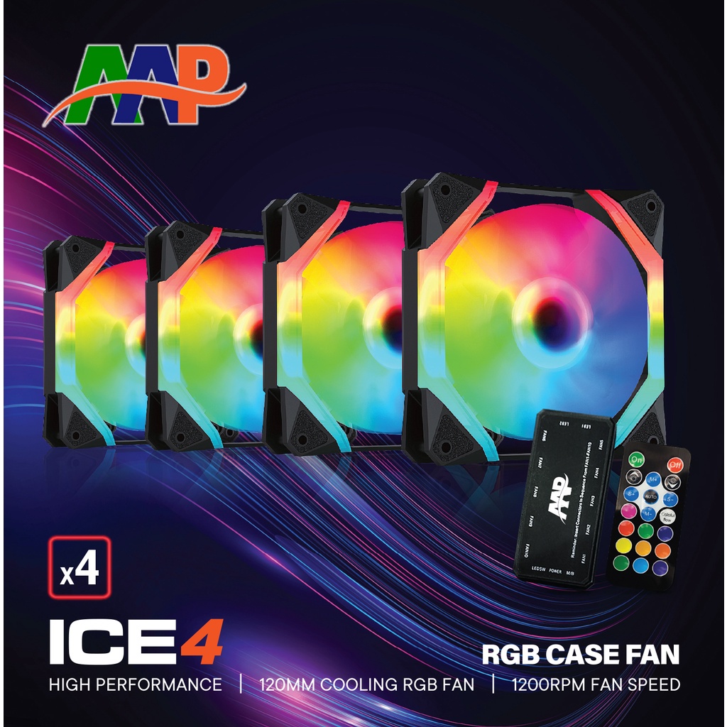 BỘ KIT 4 FAN LED RGB + HUB AAP ICE4 CHÍNH HÃNG