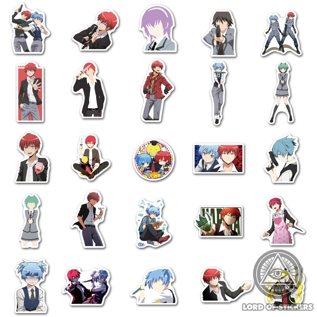 Set 50 Hình Dán Assassination Classroom Sticker Anime Manga Chống Thấm Nước Trang Trí Mũ Nón Bảo Hiểm, Laptop, Vali, Sổ