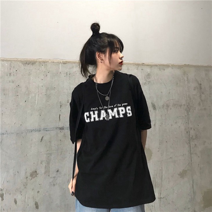 Áo Thun Tay Lỡ Unisex, Áo Phông Form Rộng Tay Lỡ Freesize Champs | BigBuy360 - bigbuy360.vn